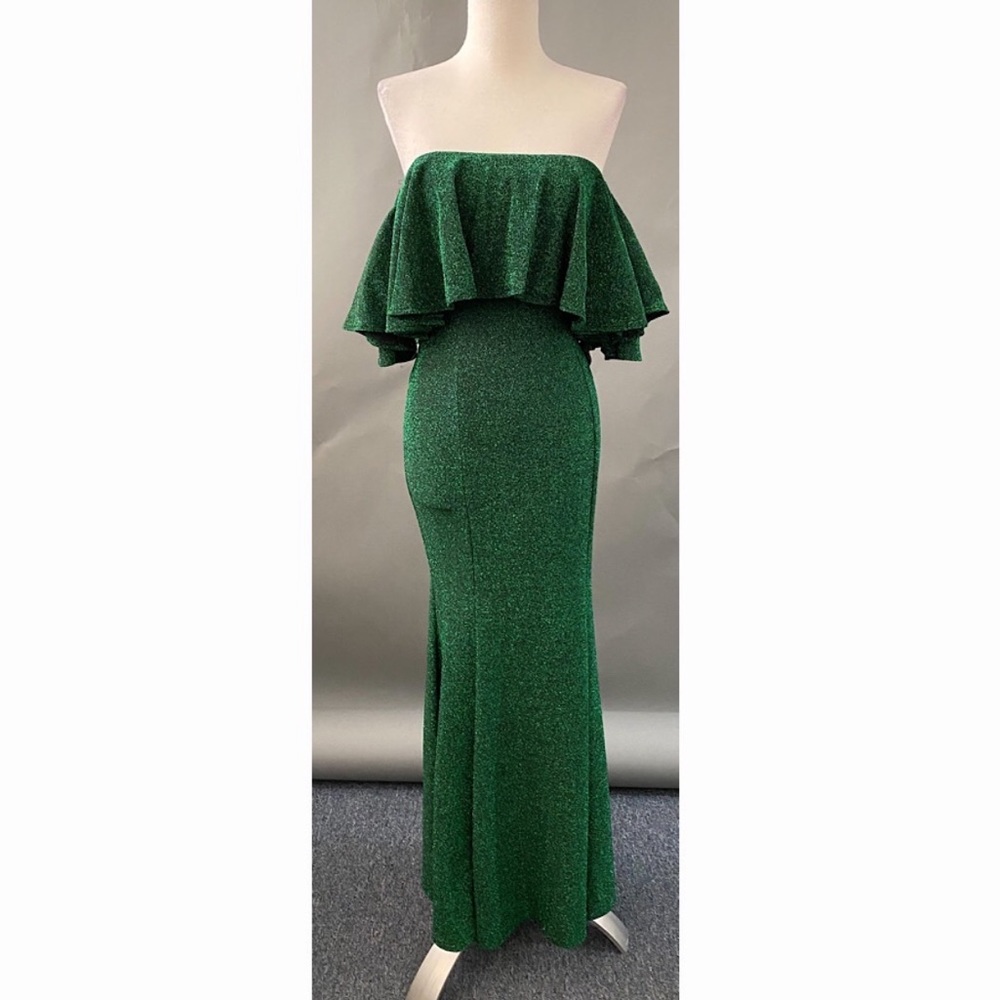Sparkly metallic Emerald green dress